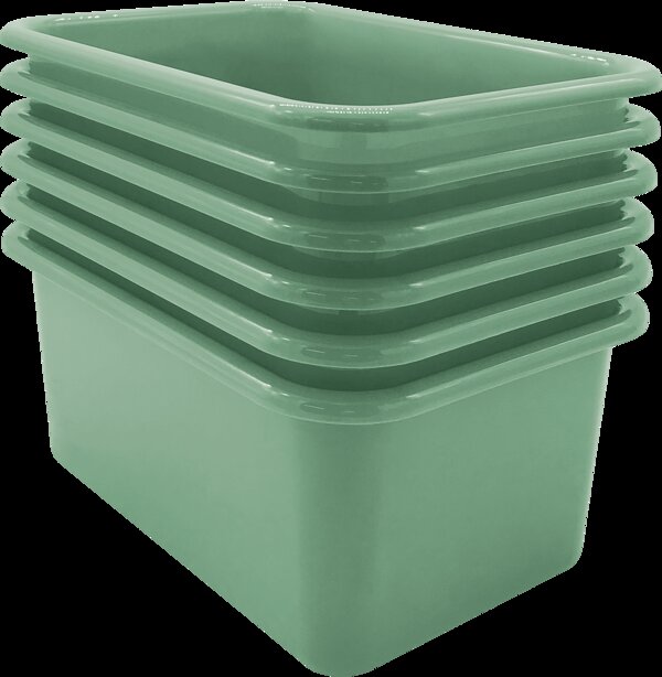 TCR2088582 Eucalyptus Green Small Plastic Storage Bin 6 Pack Image