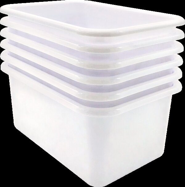 TCR2088585 White Small Plastic Storage Bin 6 Pack Image