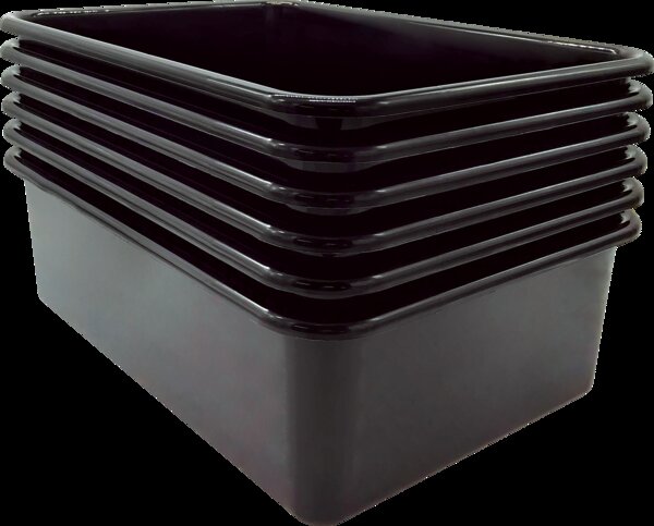 TCR2088592 Black Large Plastic Storage Bin 6 Pack Image