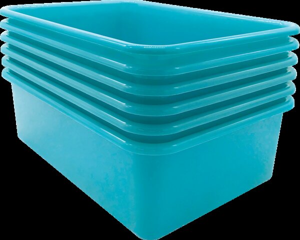 TCR2088593 Teal Lage Plastic Storage Bin 6 Pack Image