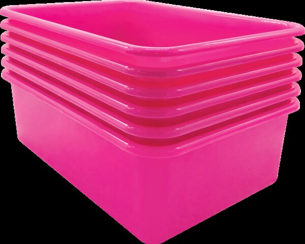 TCR2088594 Pink Large Plastic Storage Bin 6 Pack Image