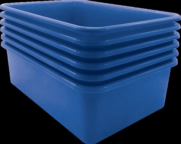 TCR2088597 Blue Large Plastic Storage Bin 6 Pack Image