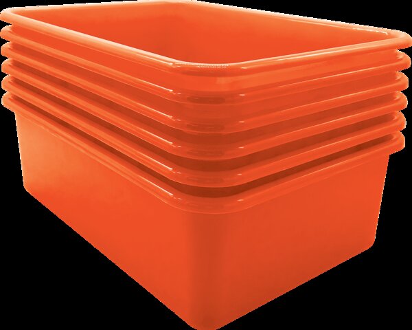 TCR2088598 Orange Large Plastic Storage Bin 6 Pack Image