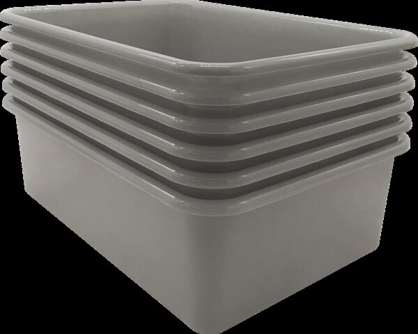 TCR2088599 Gray Large Plastic Storage Bin 6 pack Image