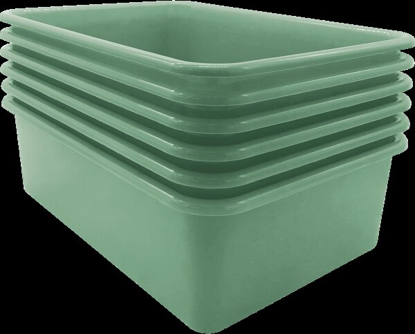 TCR2088600 Eucalyptus Green Large Plastic Storage Bin 6 Pack Image