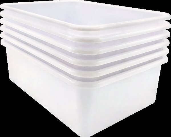 TCR2088603 White Large Plastic Storage Bin 6 Pack Image