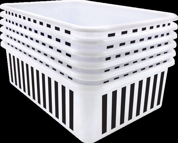 TCR2088604 Black and White Stripes Large Plastic Storage Bin 6 Pack Image