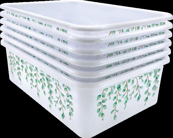 TCR2088607 Eucalyptus Large Plastic Storage Bin 6 Pack Image