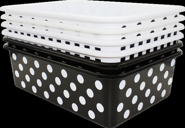 TCR2088646 Black and White Design Large Plastic Storage Bins Set of 6 Image