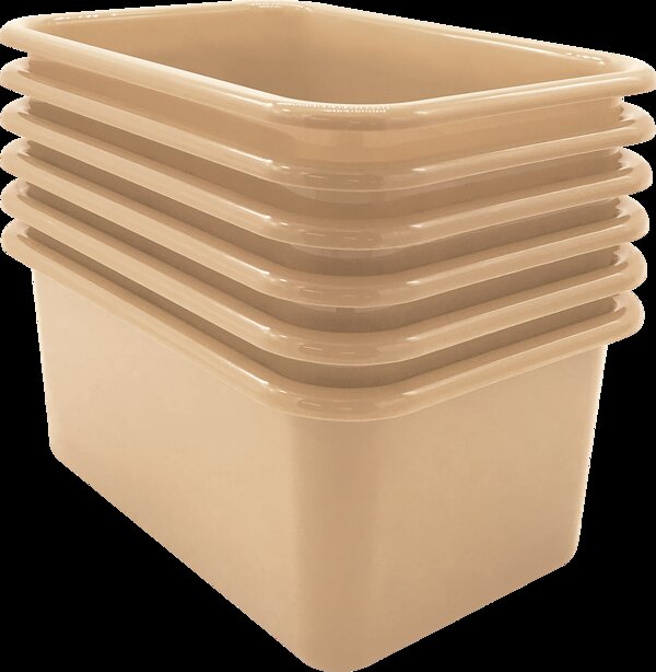 TCR2088754 Light Brown Small Plastic Storage Bin 6-pack Image