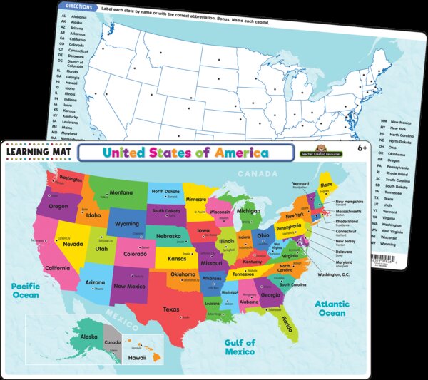 TCR21019 United States of America Map Learning Mat Image