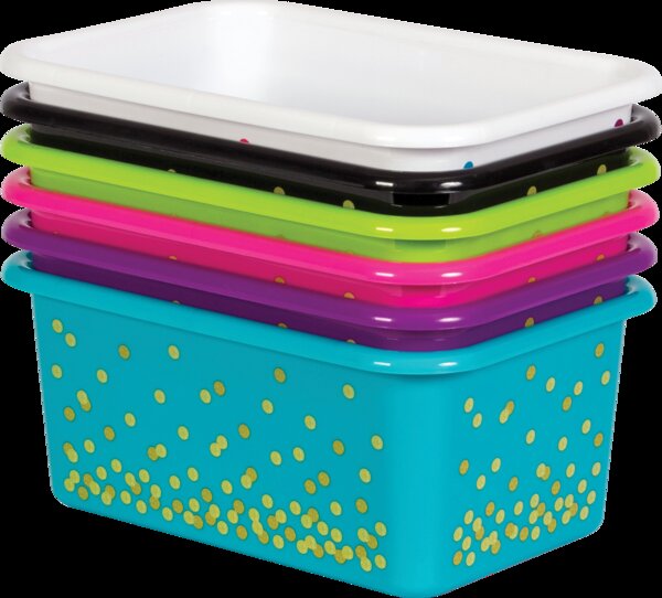 TCR32217 Assorted Confetti Small Plastic Storage Bins Set 6-Pack Image