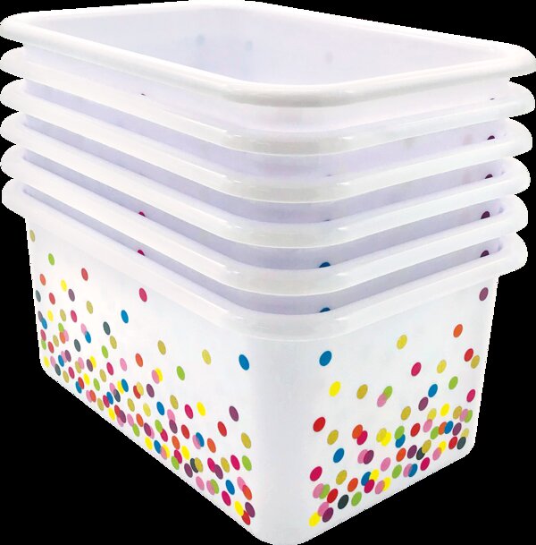 TCR32235 Confetti Small Plastic Storage Bins 6-Pack Image