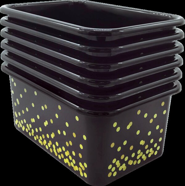 TCR32236 Black Confetti Small Plastic Storage Bins 6-Pack Image