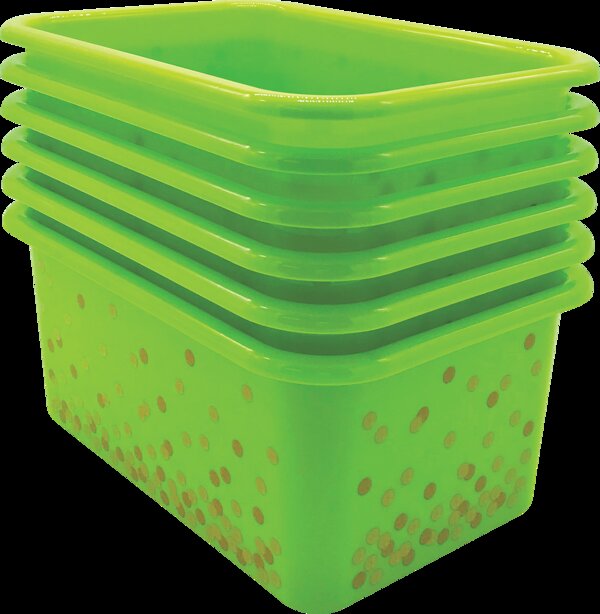 TCR32237 Lime Confetti Small Plastic Storage Bins 6-Pack Image