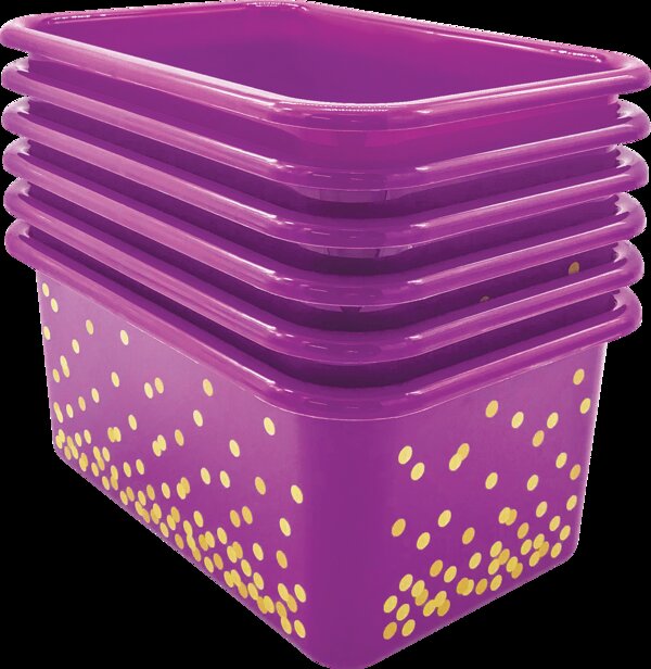 TCR32239 Purple Confetti Small Plastic Storage Bins 6-Pack Image