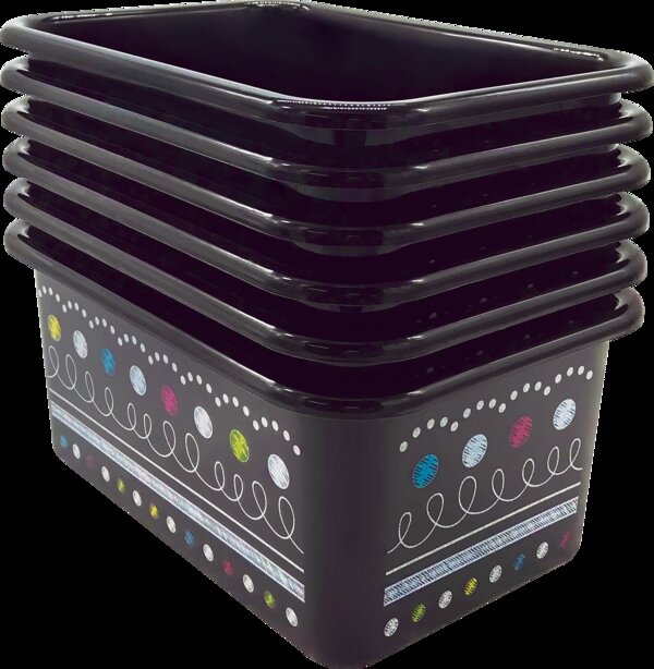 TCR32241 Chalkboard Brights Small Plastic Storage Bins 6-Pack Image