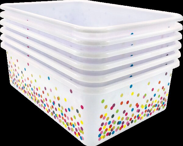 TCR32242 Confetti Large Plastic Storage Bins 6-Pack Image