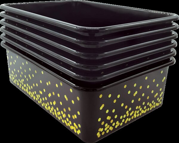 TCR32243 Black Confetti Large Plastic Storage Bins 6-Pack Image