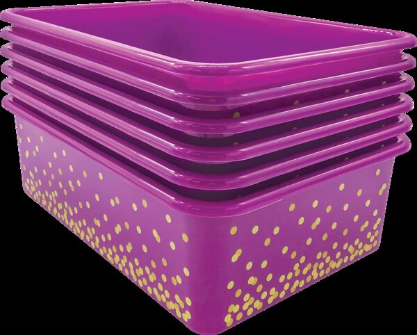 TCR32246 Purple Confetti Large Plastic Storage Bins 6-Pack Image