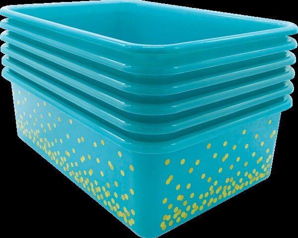 TCR32247 Teal Confetti Large Plastic Storage Bins 6-Pack Image