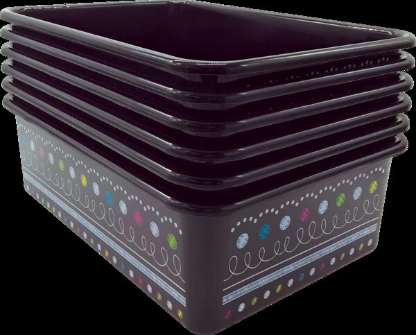 TCR32248 Chalkboard Brights Large Plastic Storage Bins 6-Pack Image