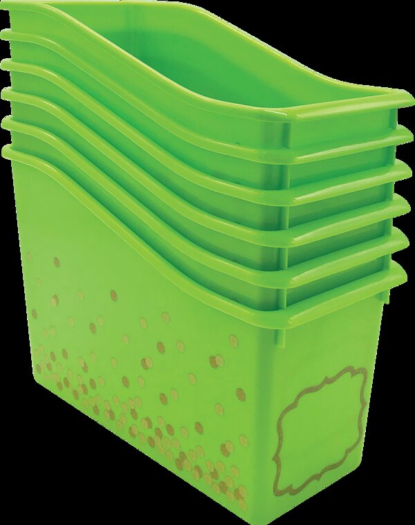 TCR32262 Lime Confetti Plastic Book Bins 6-Pack Image