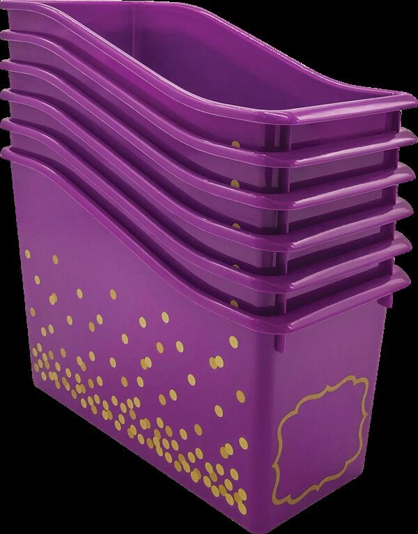 TCR32264 Purple Confetti Plastic Book Bins 6-Pack Image