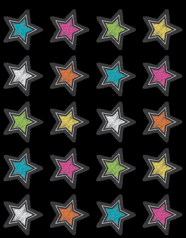 TCR3555 Chalkboard Brights Stars Stickers Image