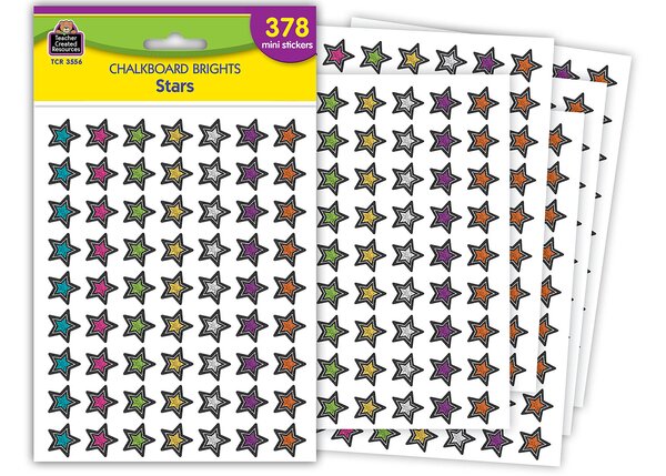 TCR3556 Chalkboard Brights Stars Mini Stickers Image