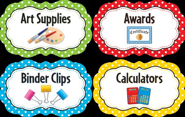 TCR3565 Polka Dots Classroom Supply Labels Image