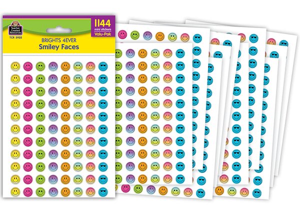 TCR3925 Brights 4Ever Smiley Faces Mini Stickers Valu-Pak Image