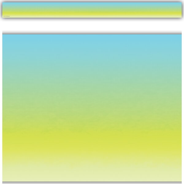 TCR3931 Aqua and Lime Color Wash Straight Border Trim Image