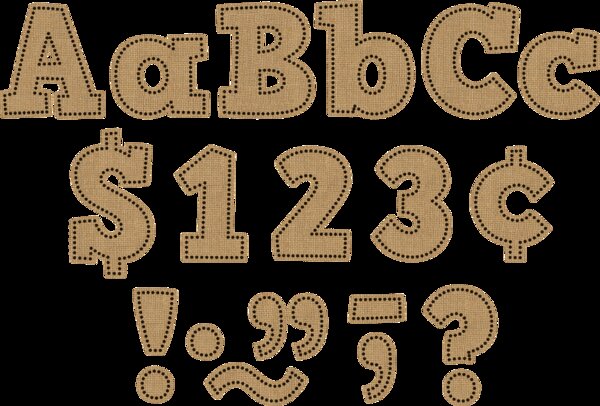 TCR3938 Burlap Bold Block 4" Letters Combo Pack Image