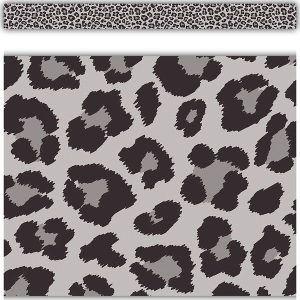 TCR3940 Gray Leopard Straight Border Trim Image