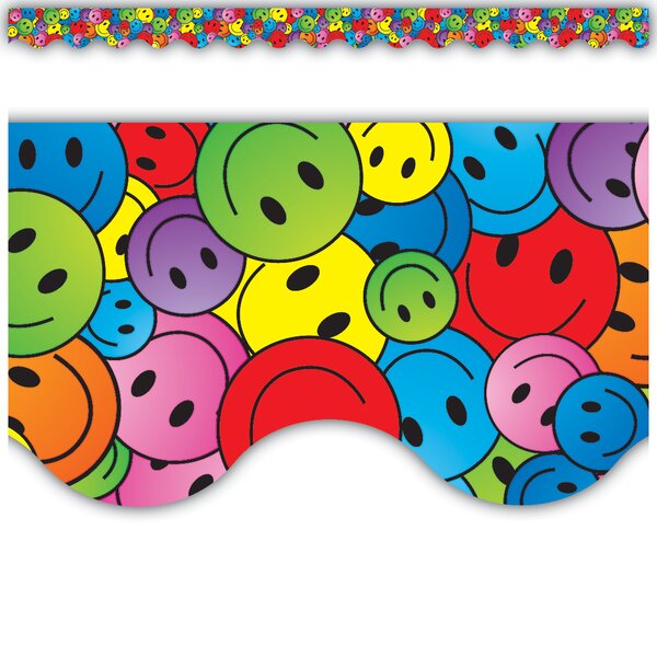 TCR4125 Happy Faces Scalloped Border Trim Image