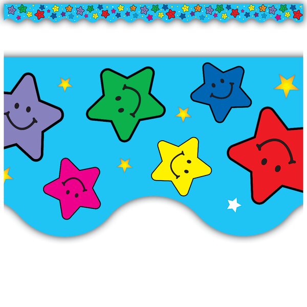 TCR4128 Happy Stars Scalloped Border Trim Image