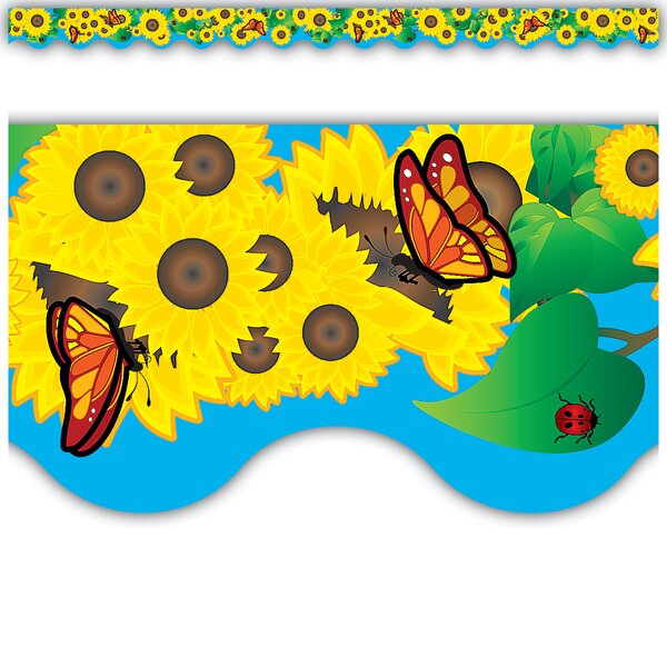 TCR4133 Sunflowers Scalloped Border Trim Image