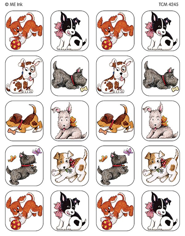 TCR4245 Playful Pups Stickers from Mary Engelbreit Image