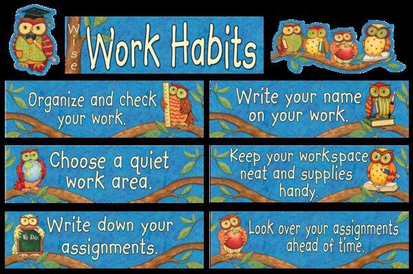 TCR4298 Wise Work Habits Mini Bulletin Board from Susan Winget Image