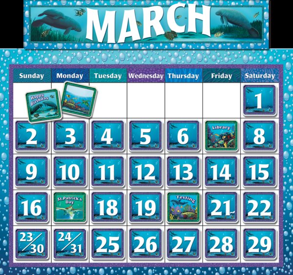 TCR4386 Classroom Calendar Bulletin Board from Wyland Image