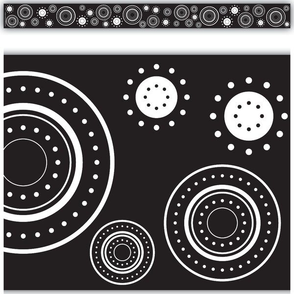 TCR4529 Black & White Crazy Circles Straight Border Trim Image