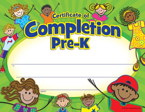 TCR4588 Pre-K Certificate of Completion Image