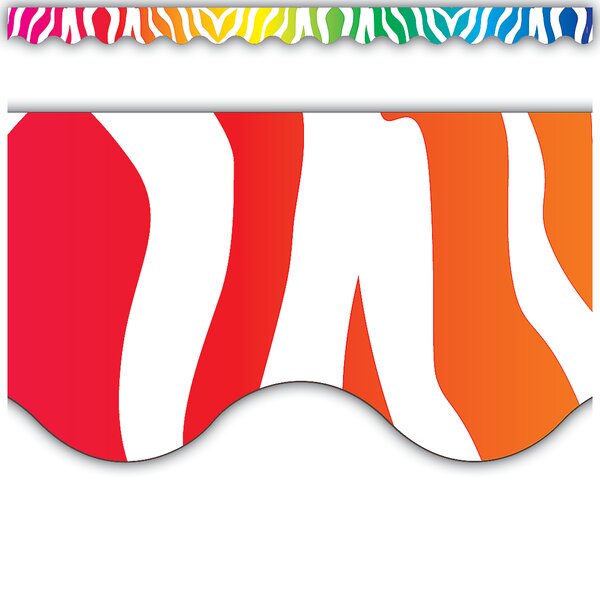 TCR4612 Zebra Rainbow Scalloped Border Trim Image