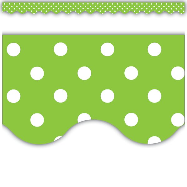 TCR4669 Lime Polka Dots Scalloped Border Trim Image