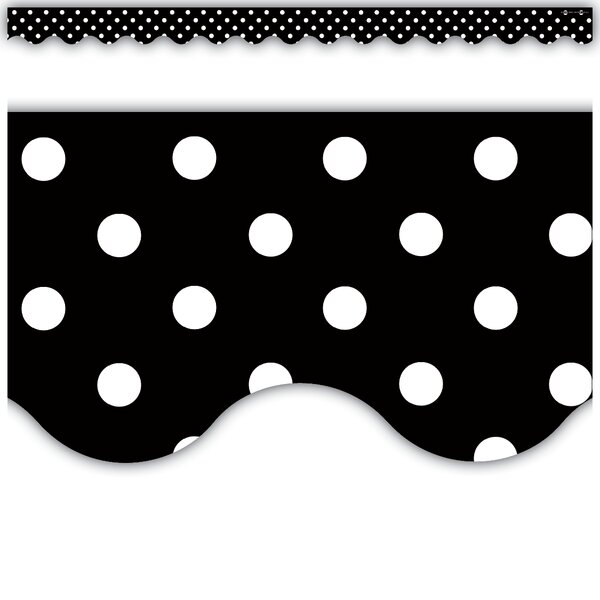 TCR4671 Black Polka Dots Scalloped Border Trim Image