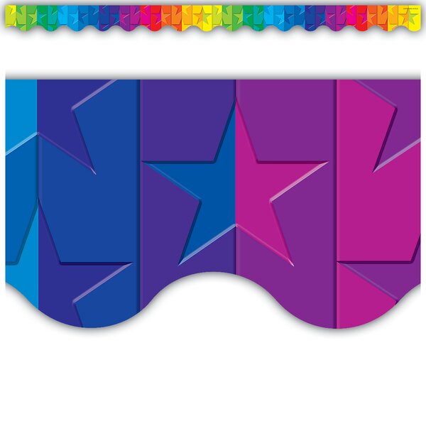 TCR4672 Stars Rainbow Scalloped Border Trim Image