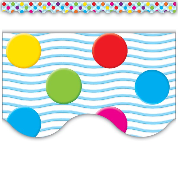 TCR4674 Multicolor Polka Dots Scalloped Border Trim Image