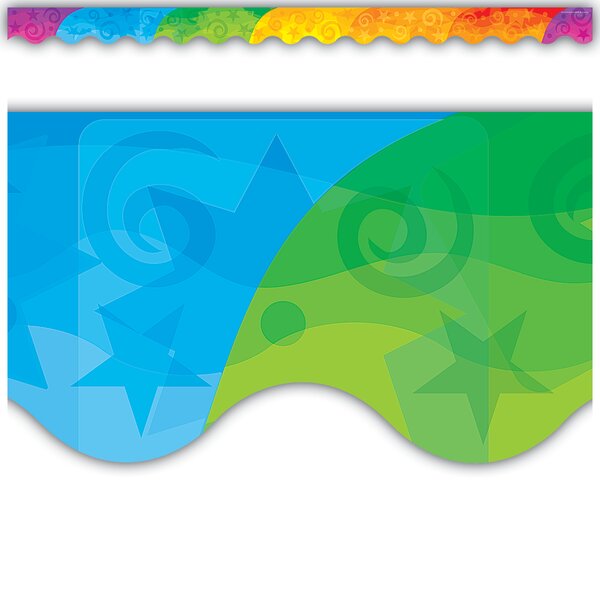 TCR4675 Abstract Rainbow Scalloped Border Trim Image