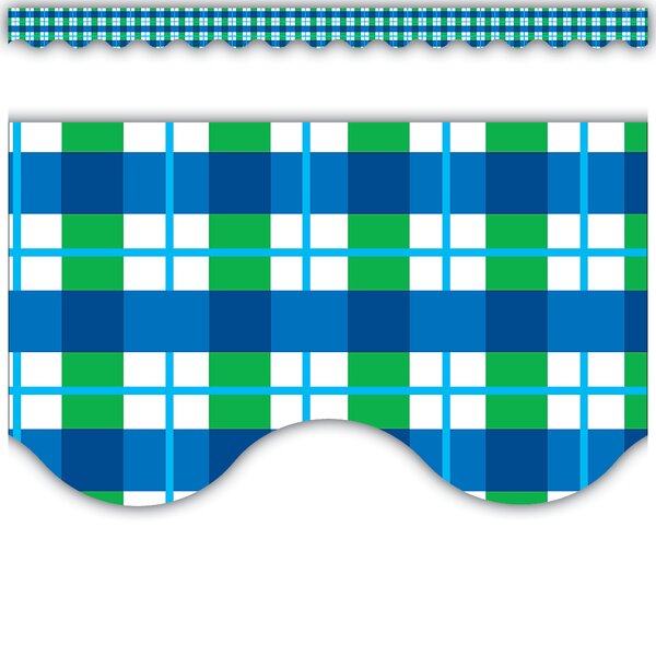 TCR4687 Blue/Green Plaid Scalloped Border Trim Image